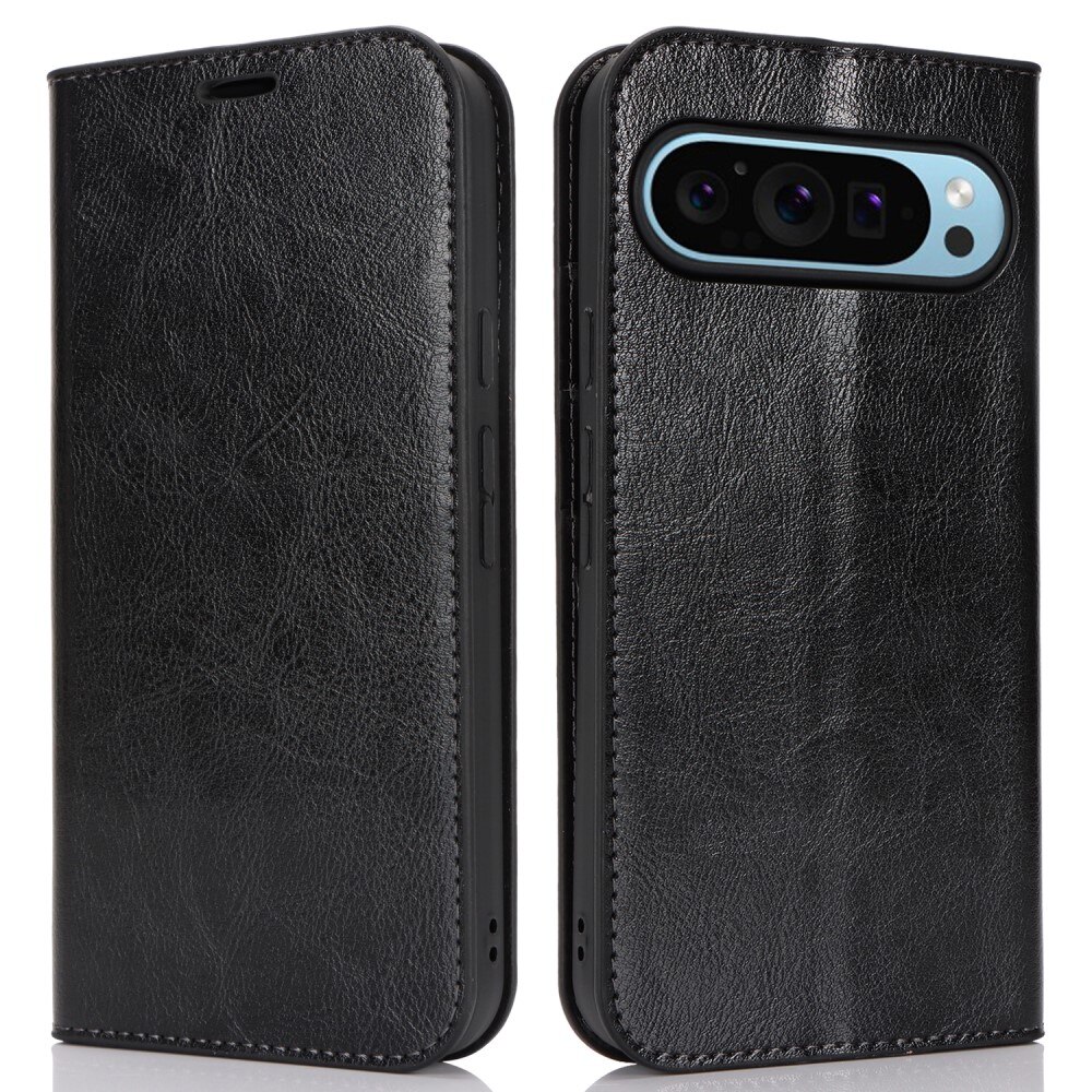 Google Pixel 9 Pro XL Genuine Leather Wallet Case Black