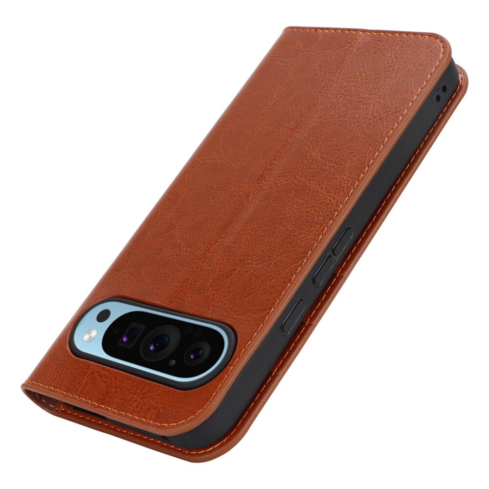 Google Pixel 9 Pro XL Genuine Leather Wallet Case Brown