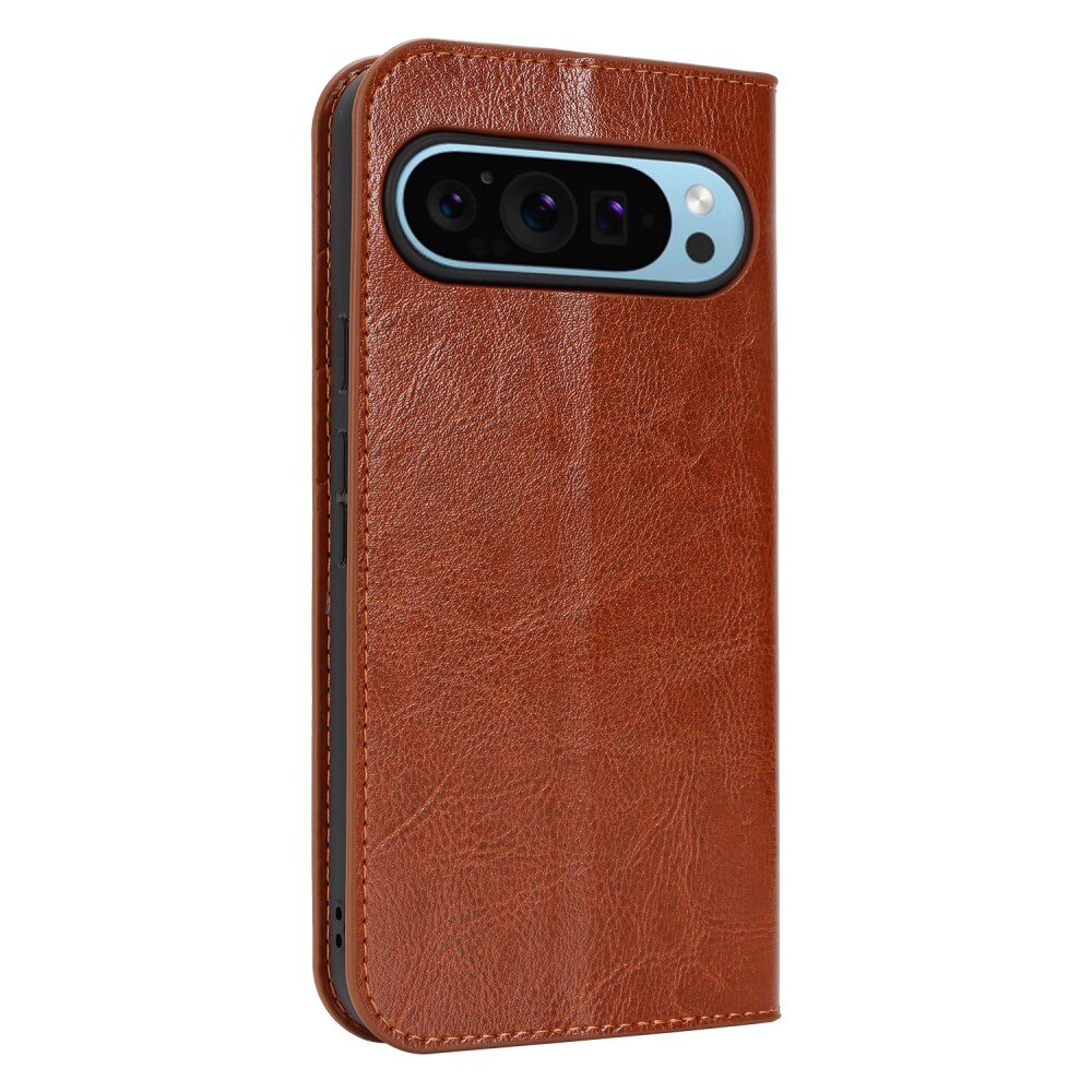 Google Pixel 9 Pro XL Genuine Leather Wallet Case Brown