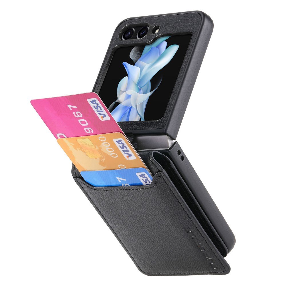 Samsung Galaxy Z Flip 6 Case with Ring Holder + Card Slot Black