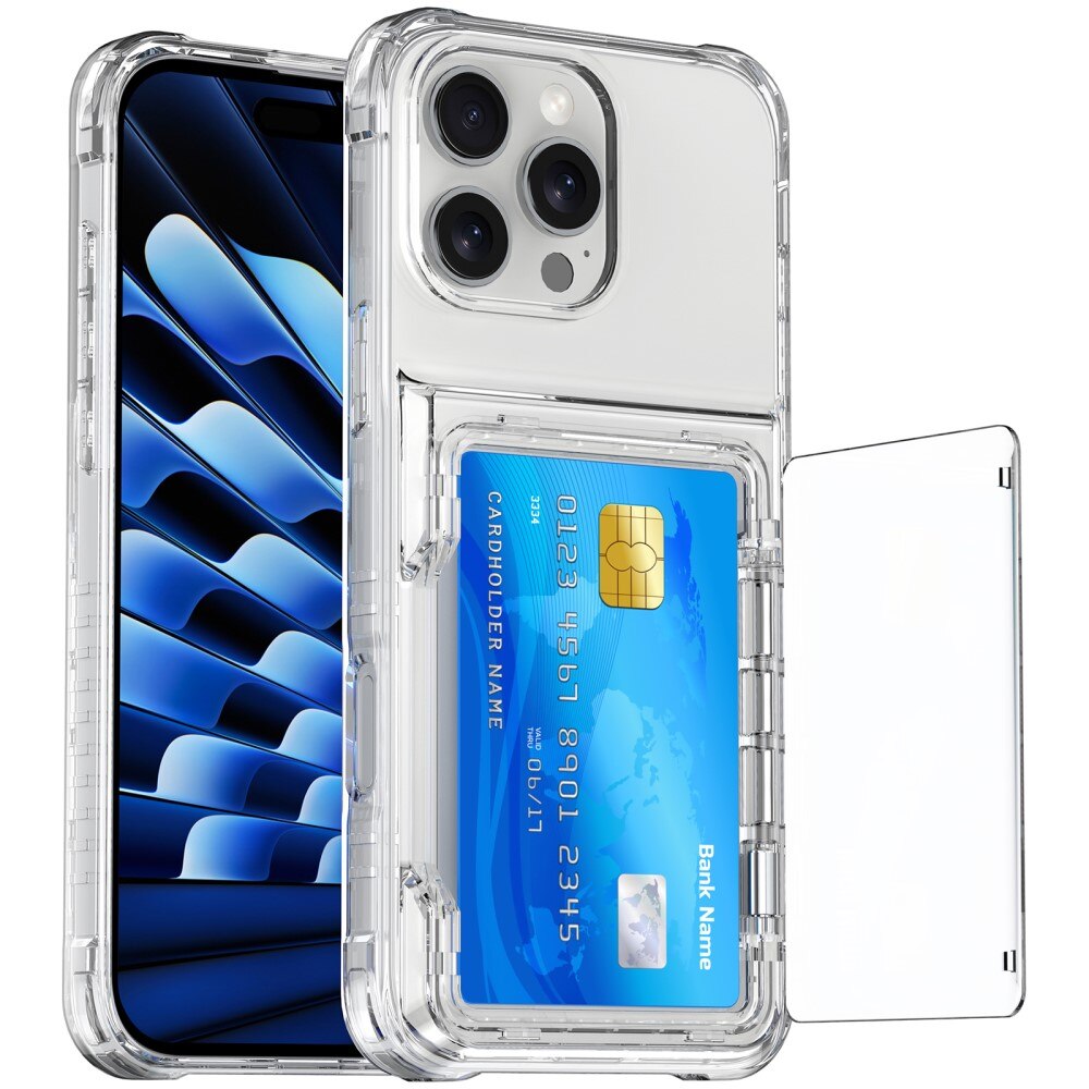 Hybrid Case Card Slot Kickstand iPhone 16 Pro Transparent