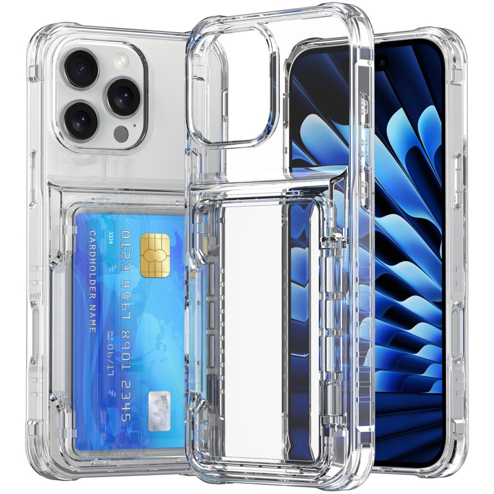 Hybrid Case Card Slot Kickstand iPhone 16 Pro Transparent