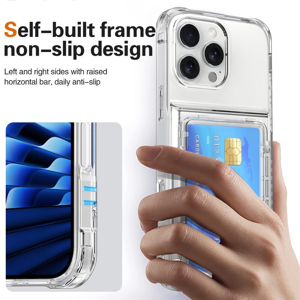 Hybrid Case Card Slot Kickstand iPhone 16 Pro Transparent