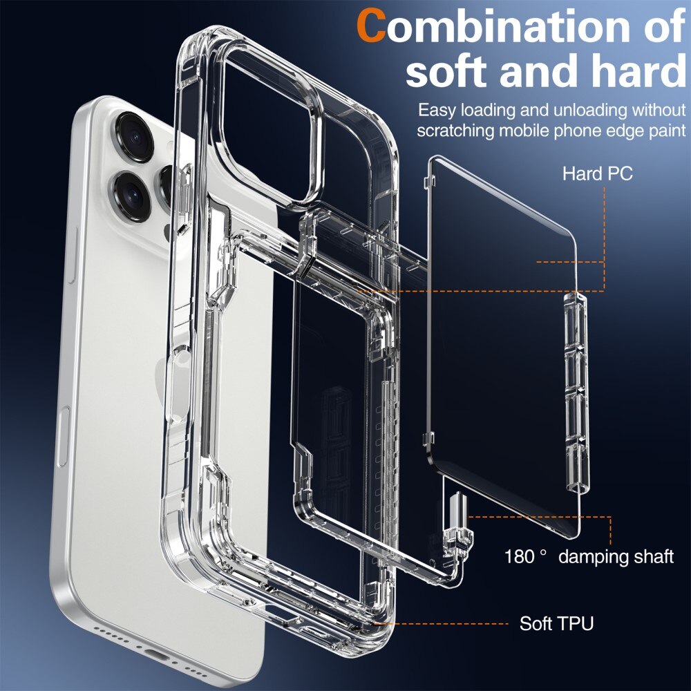 Hybrid Case Card Slot Kickstand iPhone 16 Pro Transparent