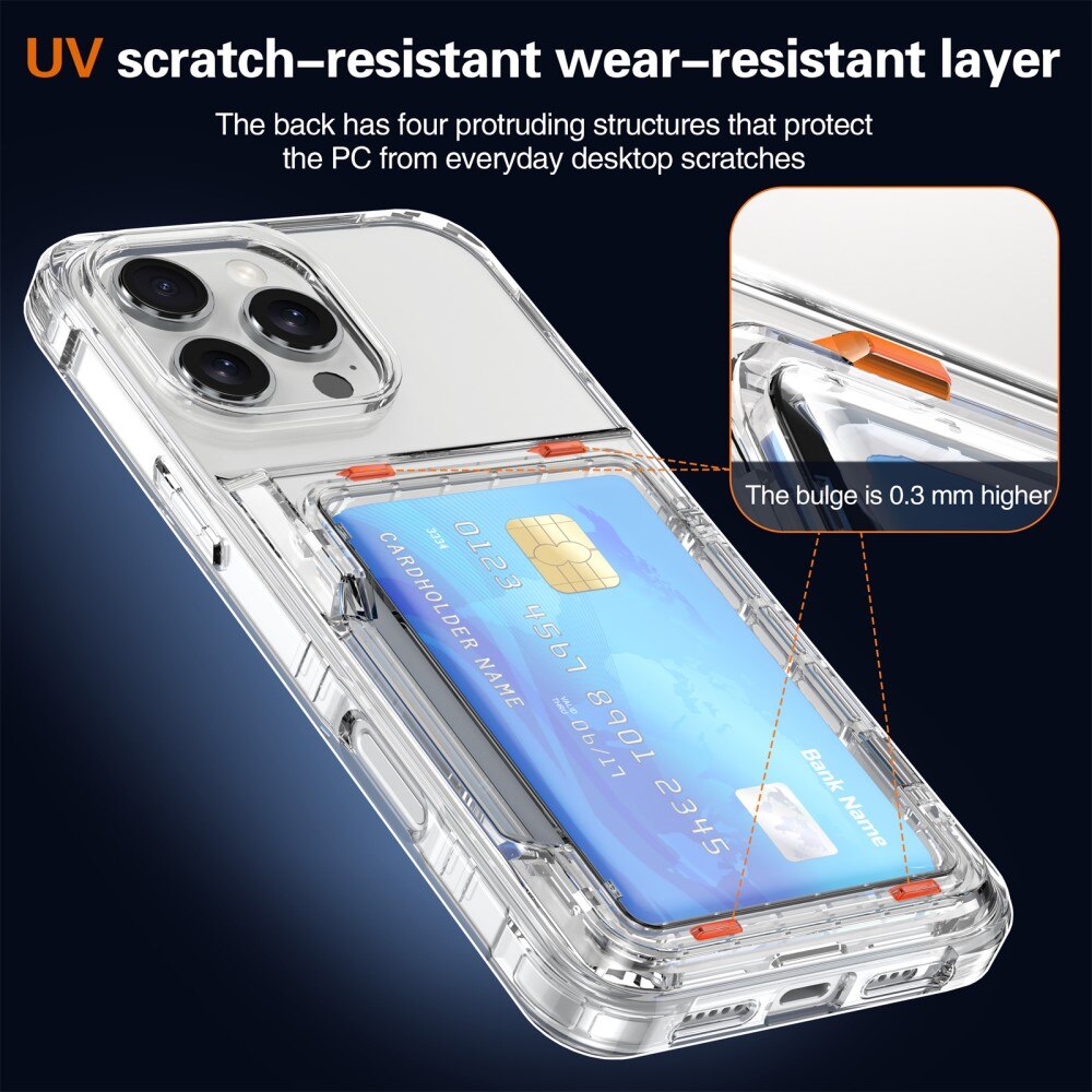 Hybrid Case Card Slot Kickstand iPhone 16 Pro Transparent