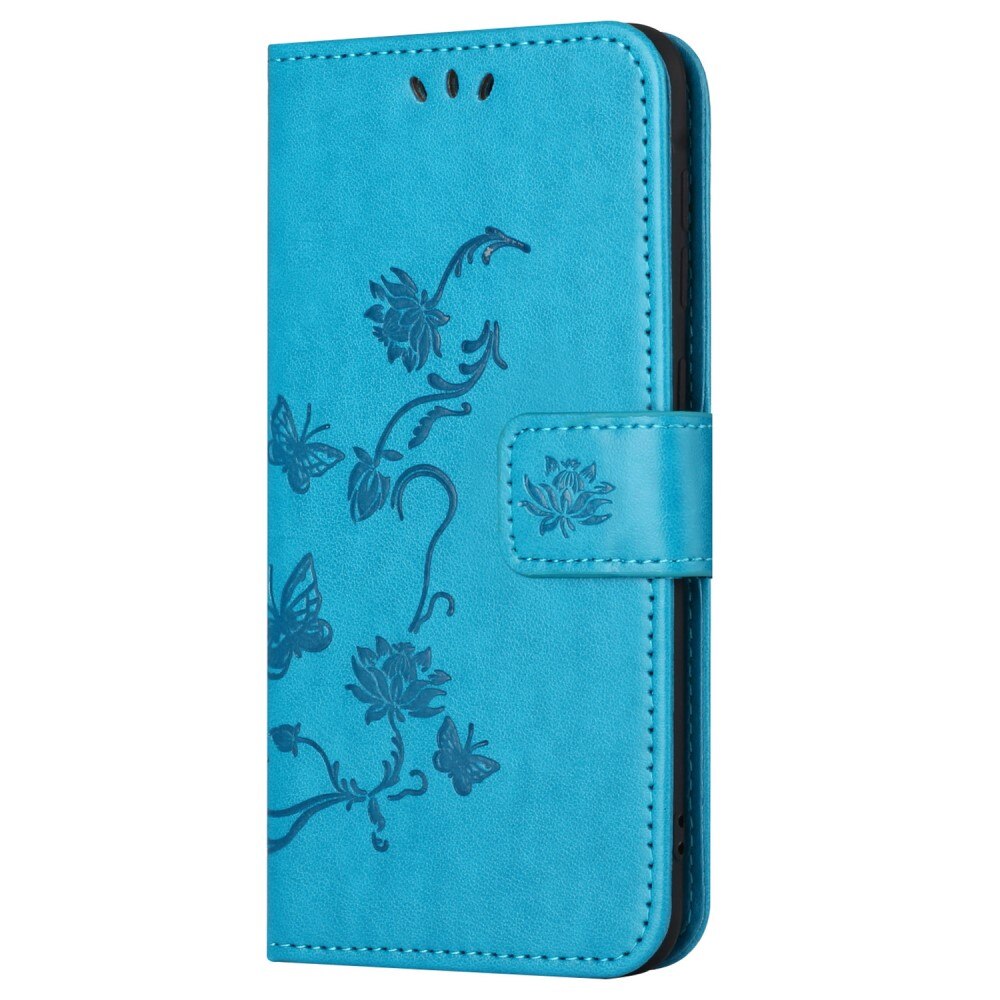 Samsung Galaxy S24 FE Leather Cover Imprinted Butterflies Blue