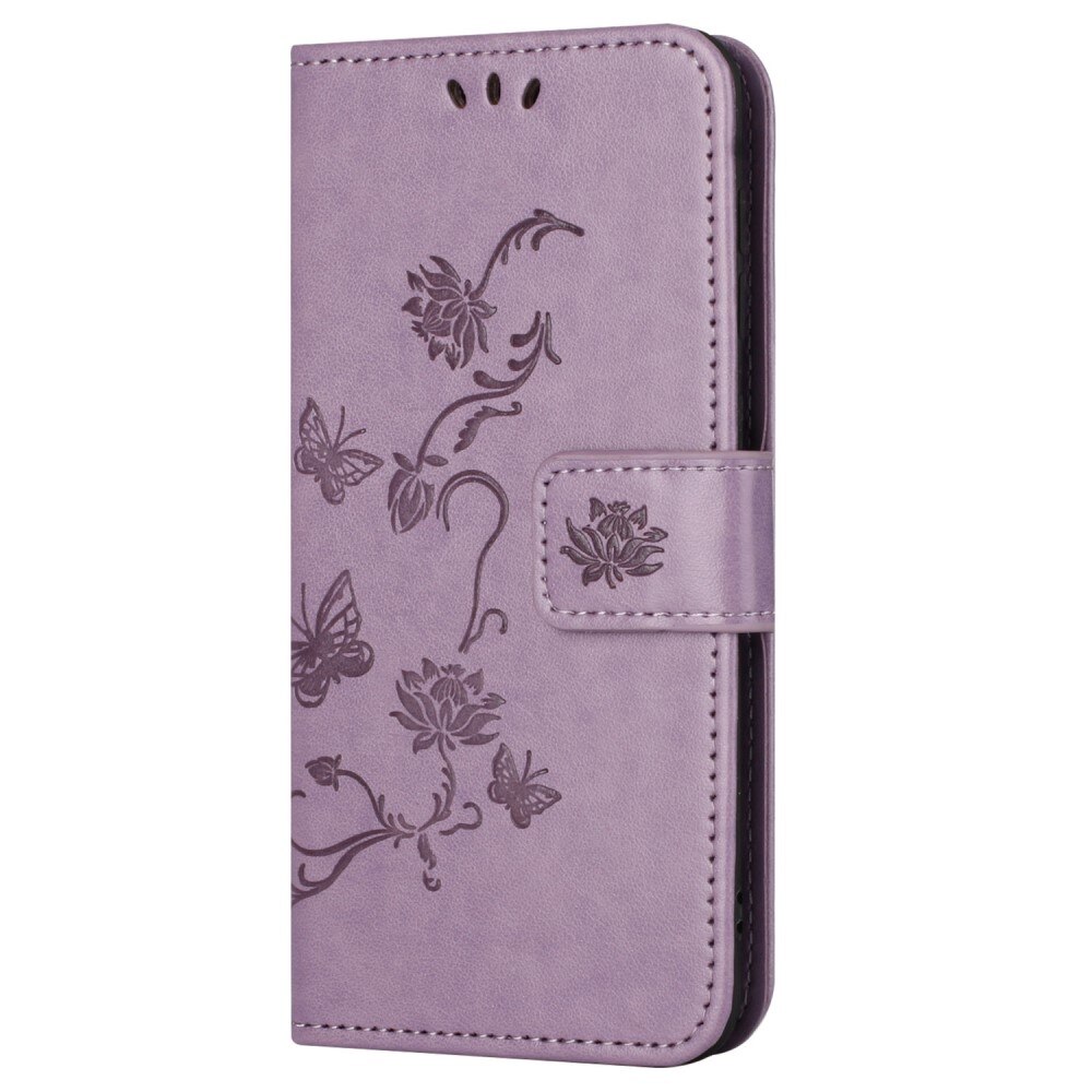 Samsung Galaxy S24 FE Leather Cover Imprinted Butterflies Purple