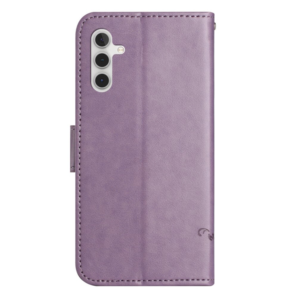 Samsung Galaxy S24 FE Leather Cover Imprinted Butterflies Purple