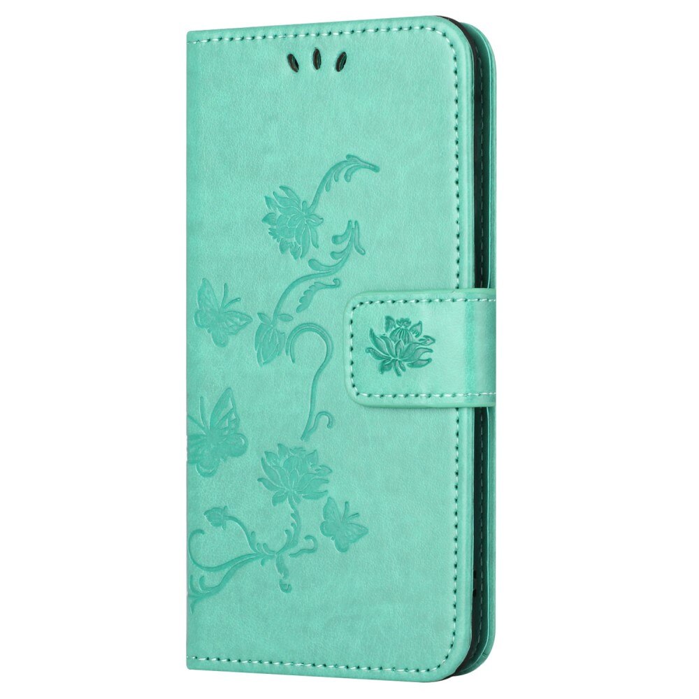 Samsung Galaxy S24 FE Leather Cover Imprinted Butterflies Green