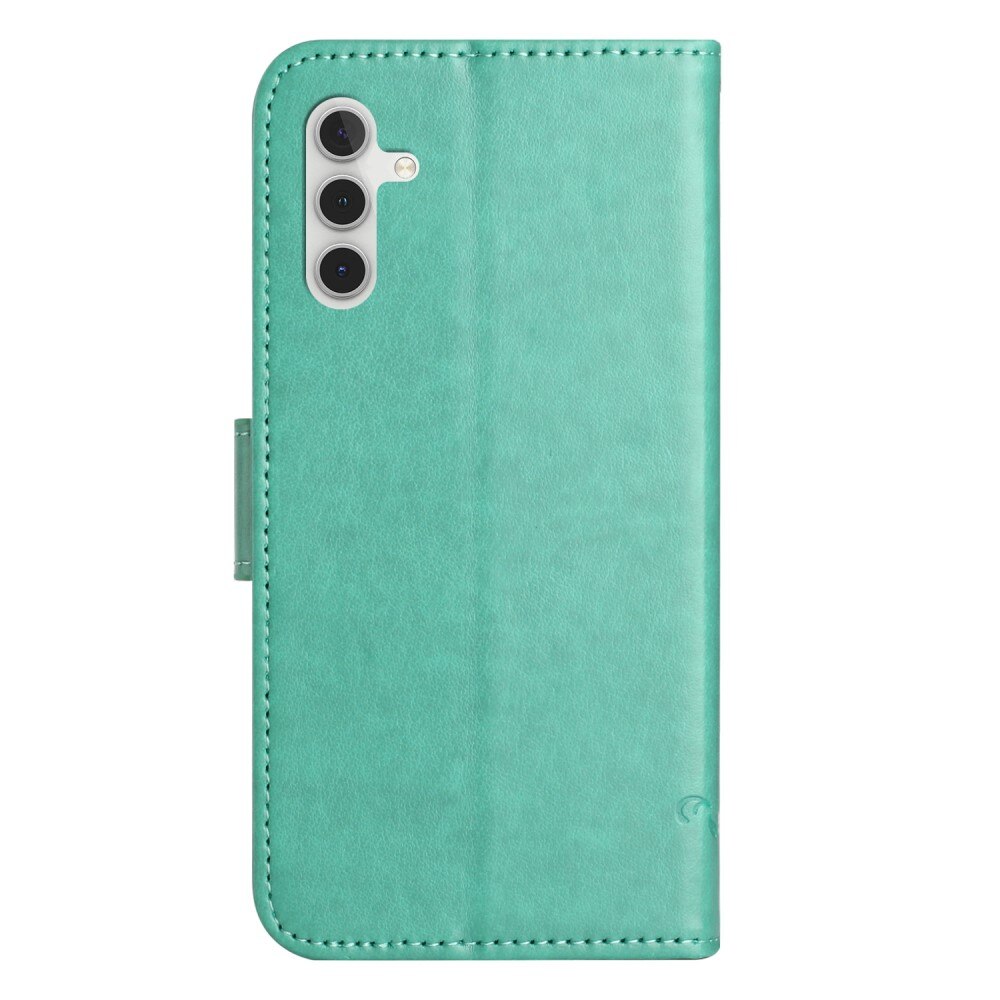 Samsung Galaxy S24 FE Leather Cover Imprinted Butterflies Green