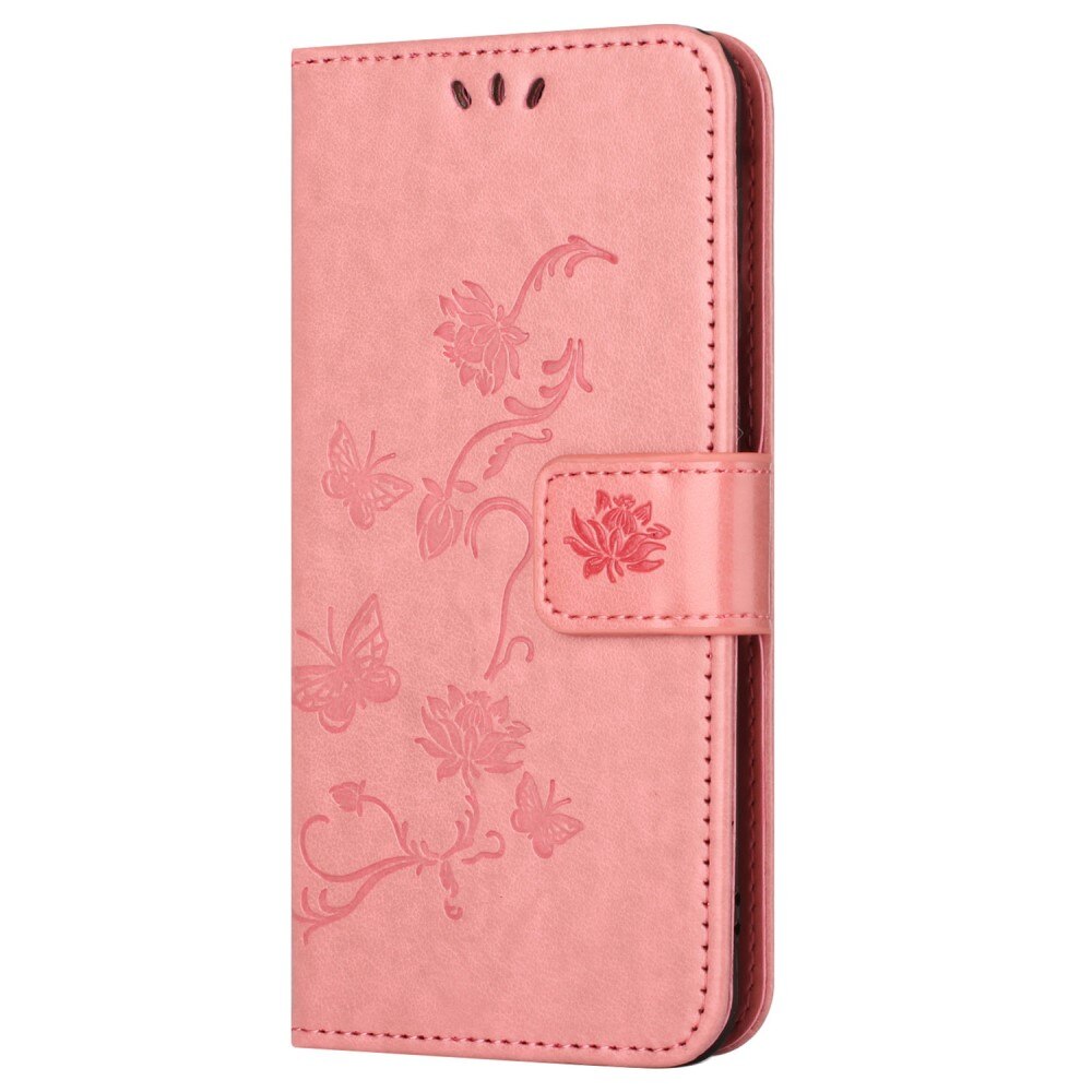 Samsung Galaxy S24 FE Leather Cover Imprinted Butterflies Pink