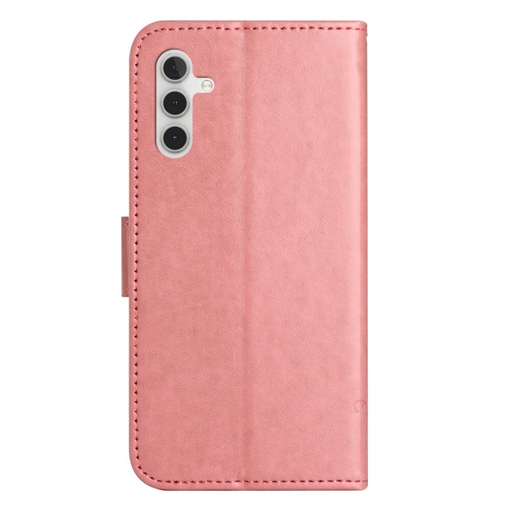 Samsung Galaxy S24 FE Leather Cover Imprinted Butterflies Pink