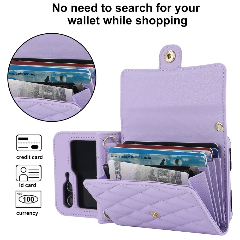 Samsung Galaxy Z Flip 6 RFID blocking Wallet/Purse Quilted Purple