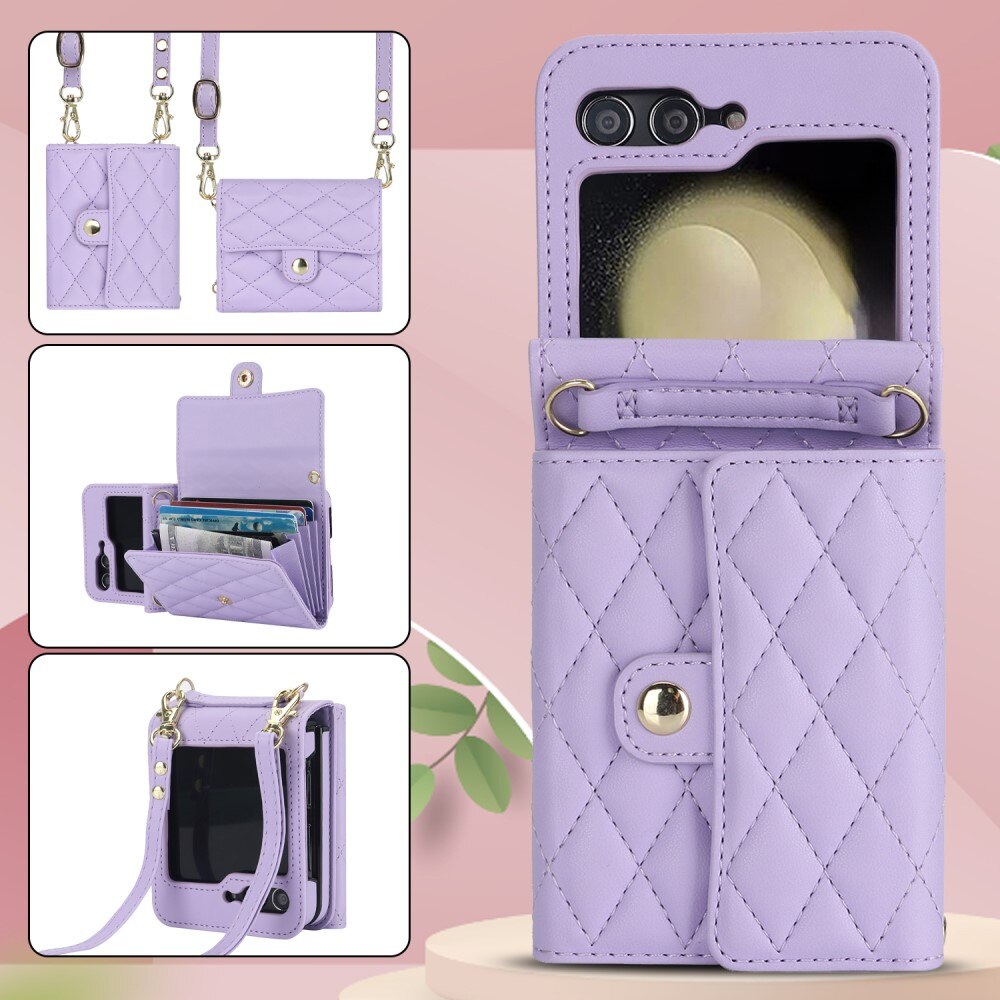 Samsung Galaxy Z Flip 6 RFID blocking Wallet/Purse Quilted Purple