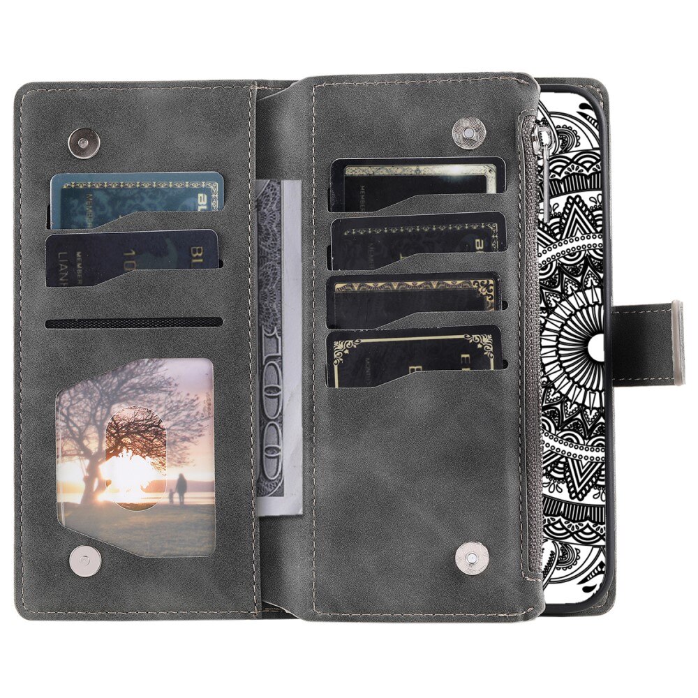 Samsung Galaxy S24 FE Wallet/Purse Mandala Grey