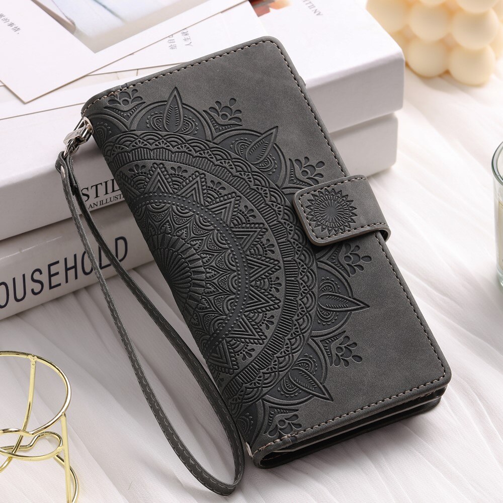 Samsung Galaxy S24 FE Wallet/Purse Mandala Grey