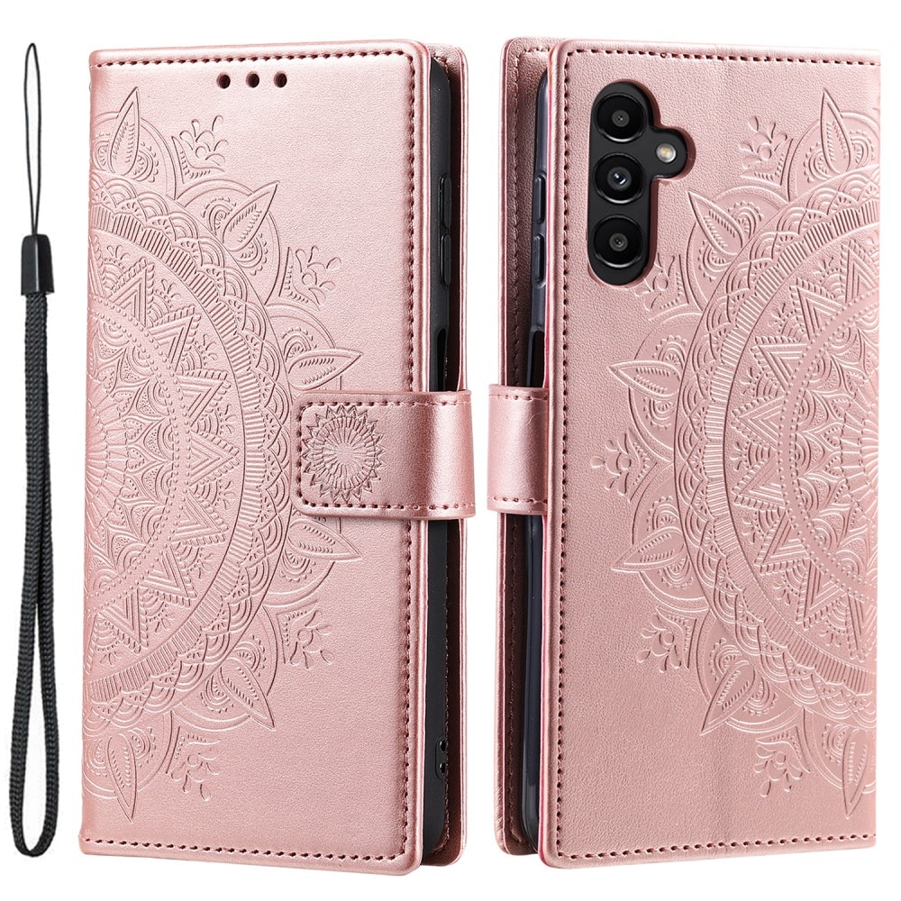 Samsung Galaxy S24 FE Leather Cover Mandala Rose Gold