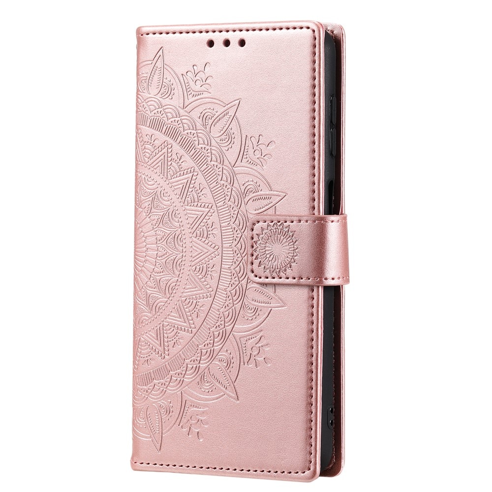 Samsung Galaxy S24 FE Leather Cover Mandala Rose Gold