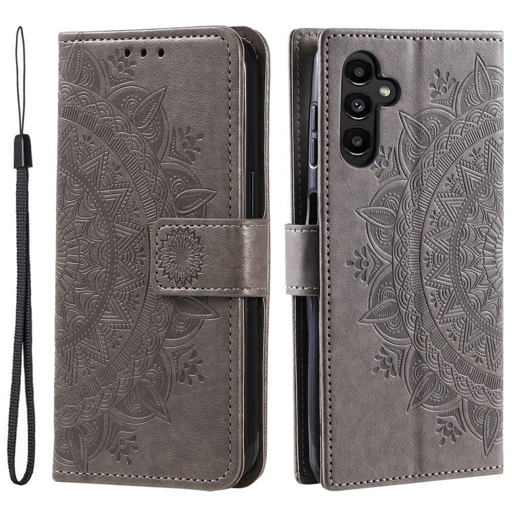 Samsung Galaxy S24 FE Leather Cover Mandala Grey