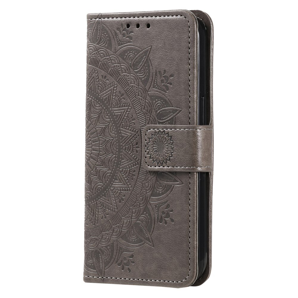 Samsung Galaxy S24 FE Leather Cover Mandala Grey