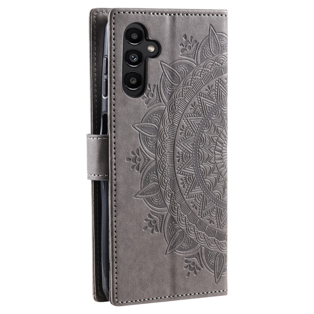 Samsung Galaxy S24 FE Leather Cover Mandala Grey