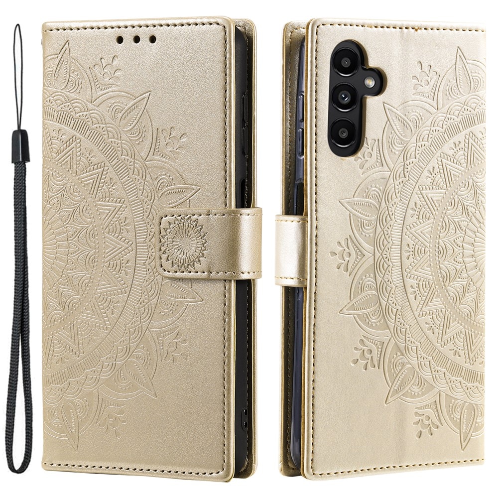 Samsung Galaxy S24 FE Leather Cover Mandala Gold