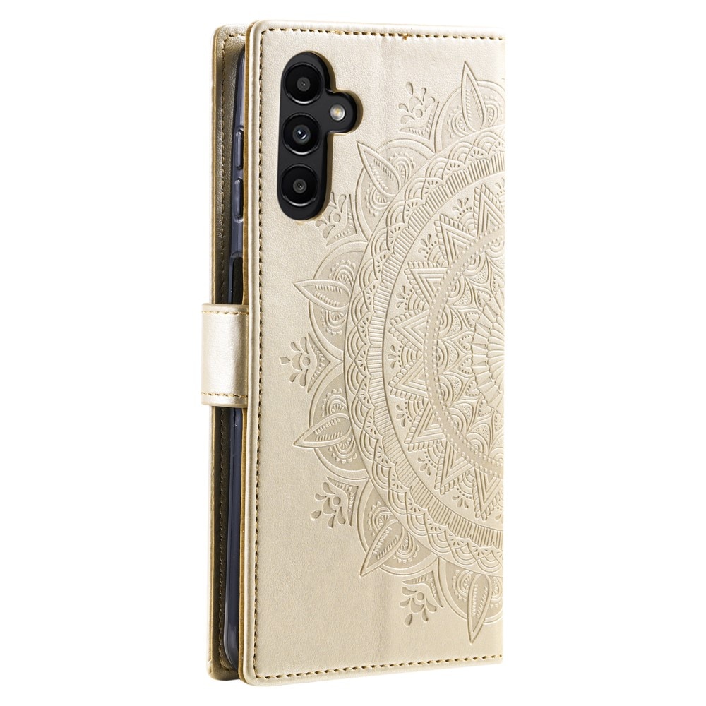 Samsung Galaxy S24 FE Leather Cover Mandala Gold