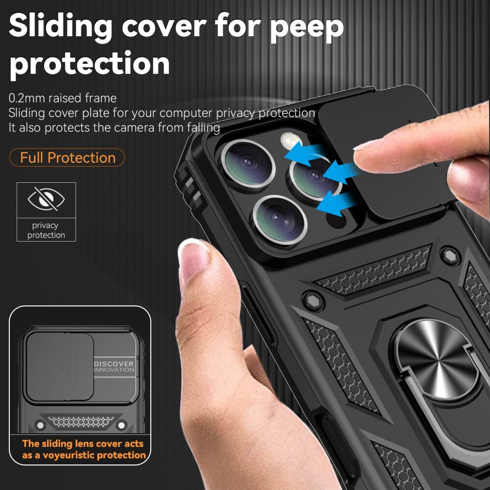 iPhone 16 Pro Hybrid Case Tech Ring w. Camera Protector Black