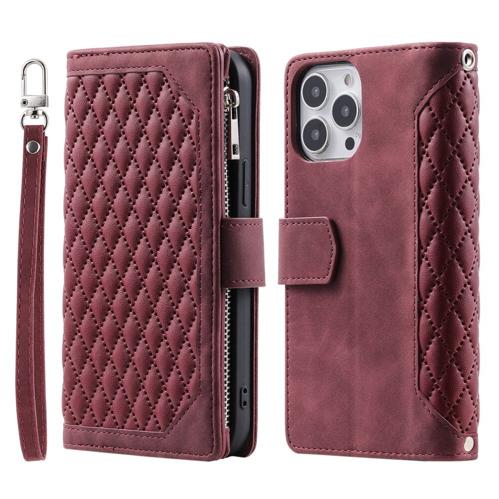 iPhone 16 Pro Max Wallet/Purse Quilted Red