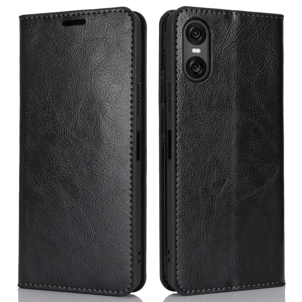 Sony Xperia 10 VI Genuine Leather Wallet Case Black