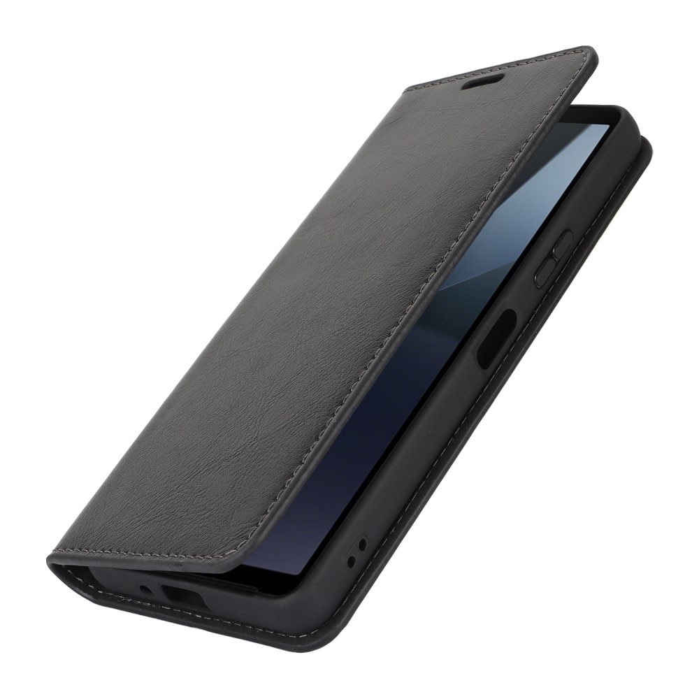 Sony Xperia 10 VI Genuine Leather Wallet Case Black