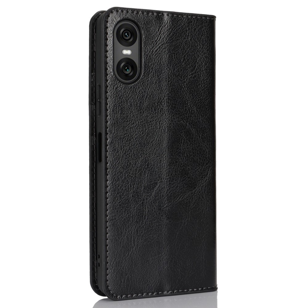 Sony Xperia 10 VI Genuine Leather Wallet Case Black