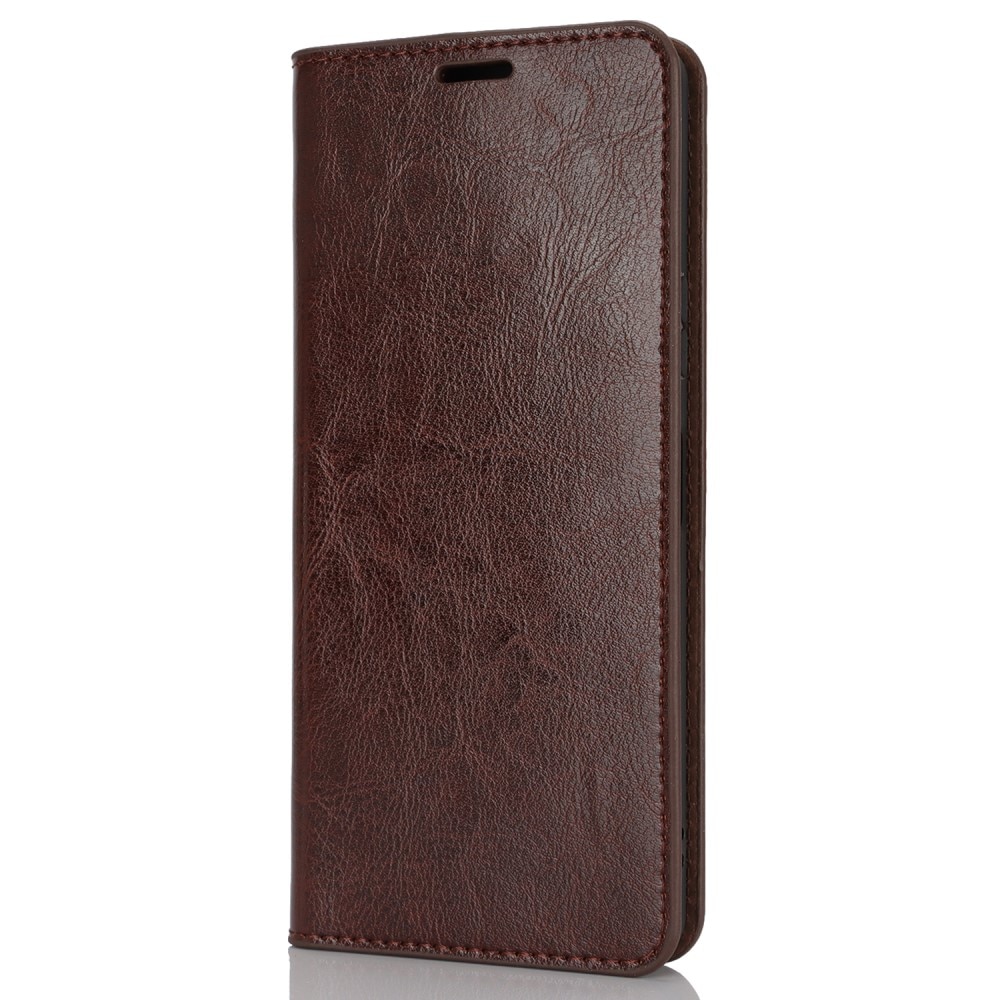 Sony Xperia 10 VI Genuine Leather Wallet Case Dark Brown