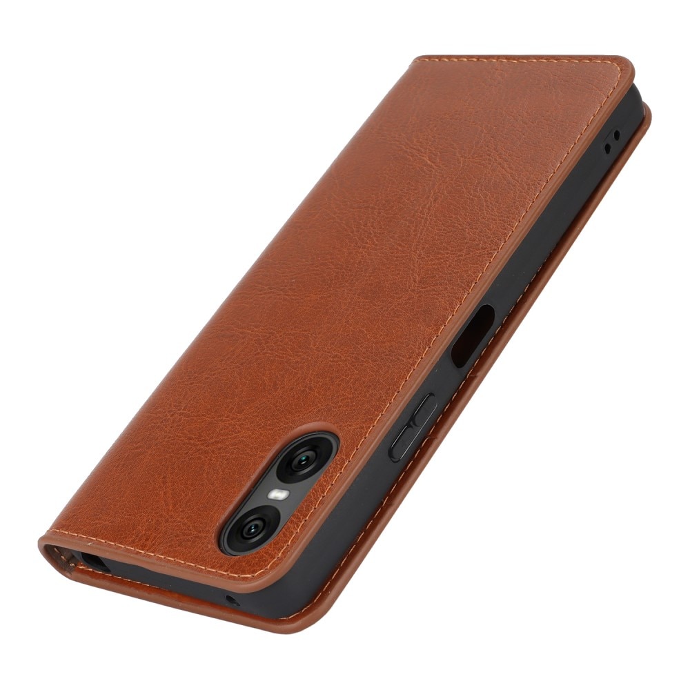 Sony Xperia 10 VI Genuine Leather Wallet Case Brown