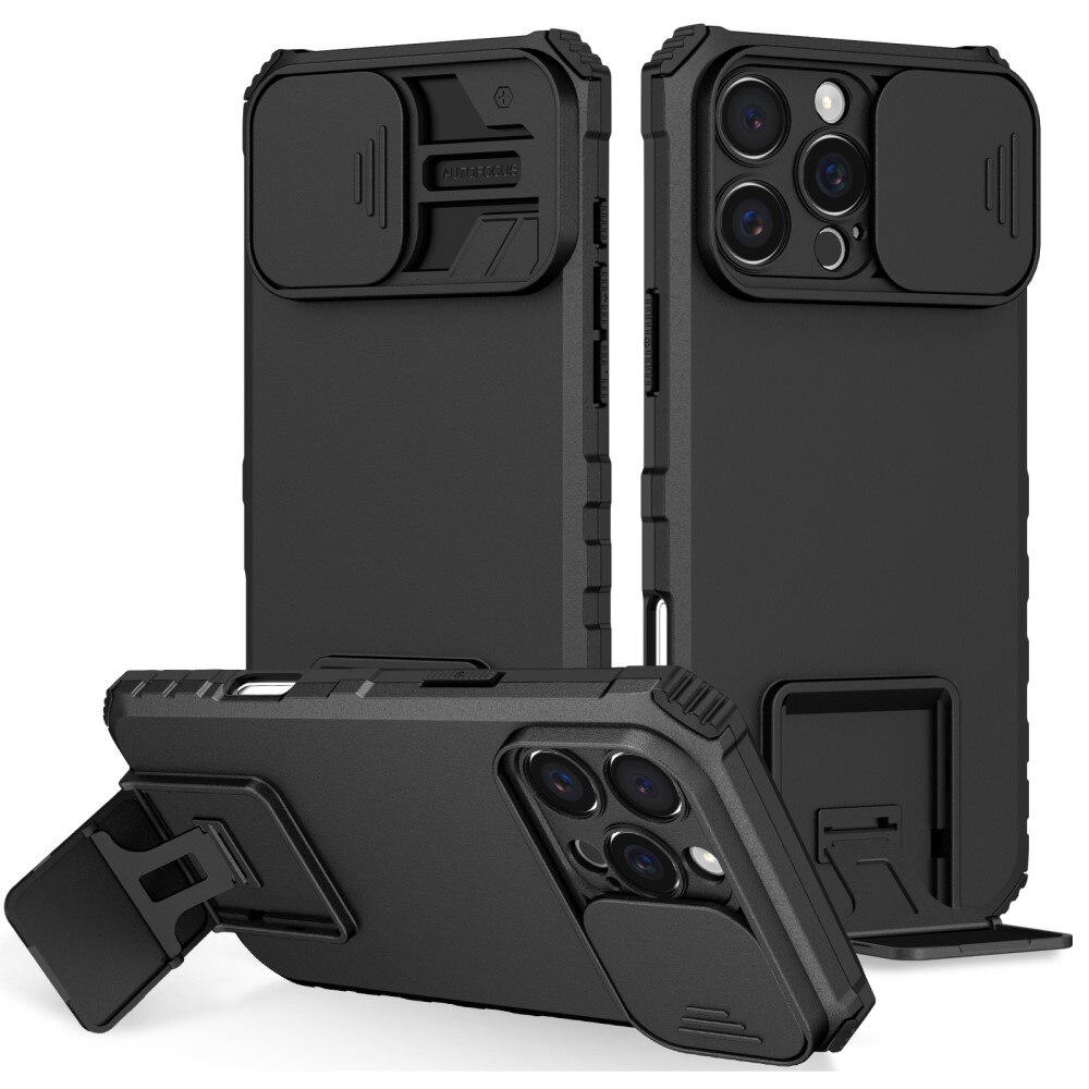 iPhone 16 Pro Max Kickstand Case w. Camera Protector Black