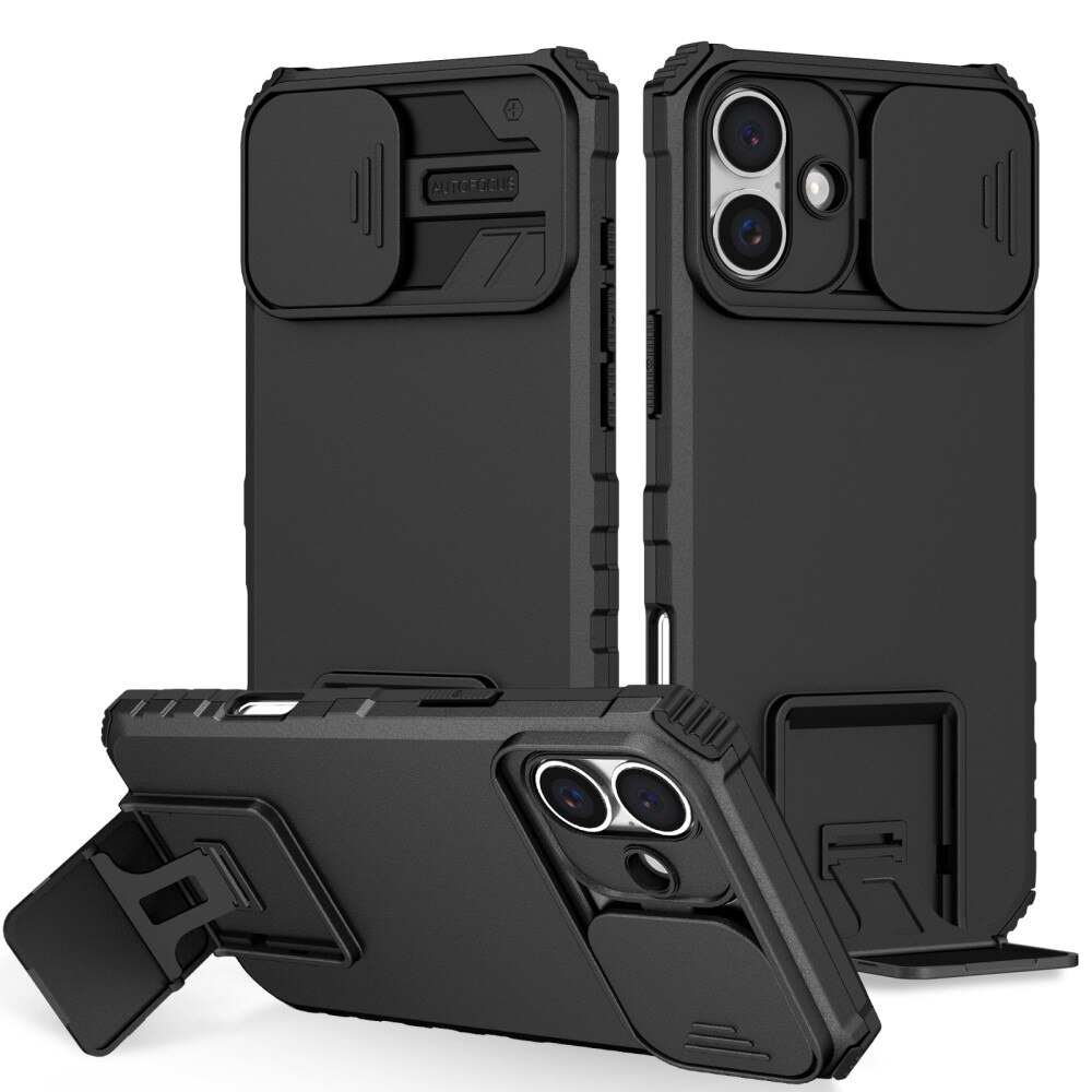 iPhone 16 Kickstand Case w. Camera Protector Black