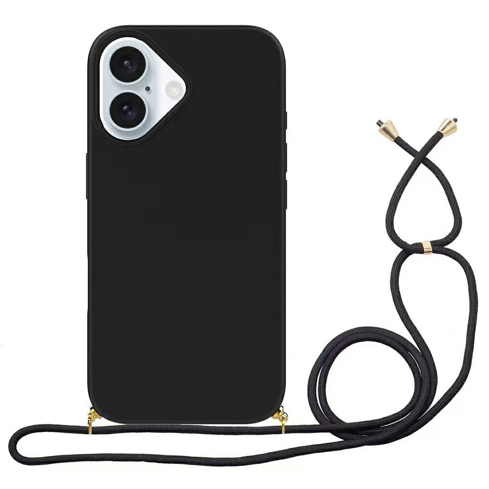 iPhone 16 Plus Cover Neck Strap Black