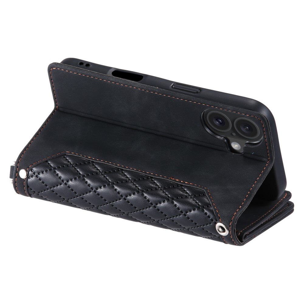 iPhone 16 Plus Wallet/Purse Quilted Black