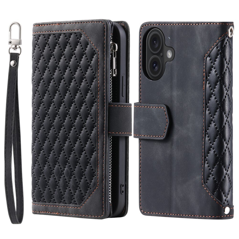 iPhone 16 Plus Wallet/Purse Quilted Black