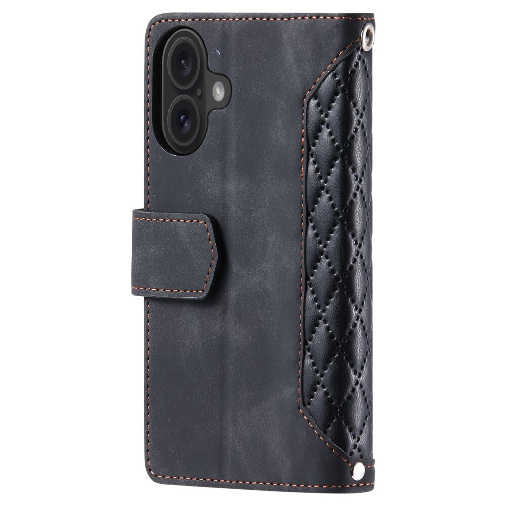 iPhone 16 Plus Wallet/Purse Quilted Black