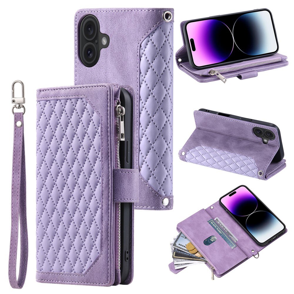 iPhone 16 Wallet/Purse Quilted Purple