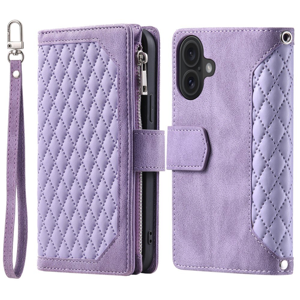 iPhone 16 Wallet/Purse Quilted Purple