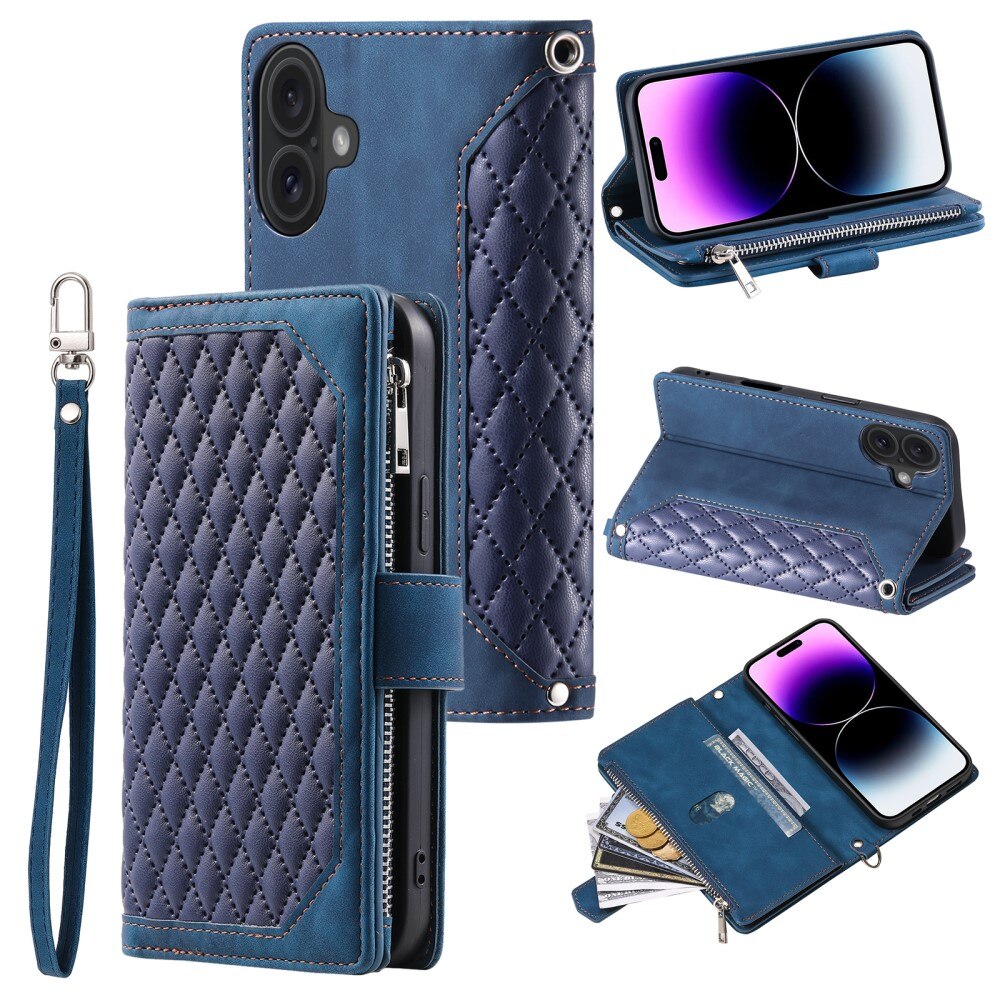 iPhone 16 Wallet/Purse Quilted Blue