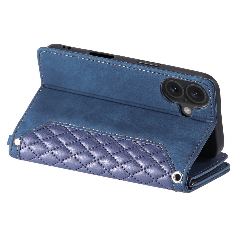 iPhone 16 Wallet/Purse Quilted Blue