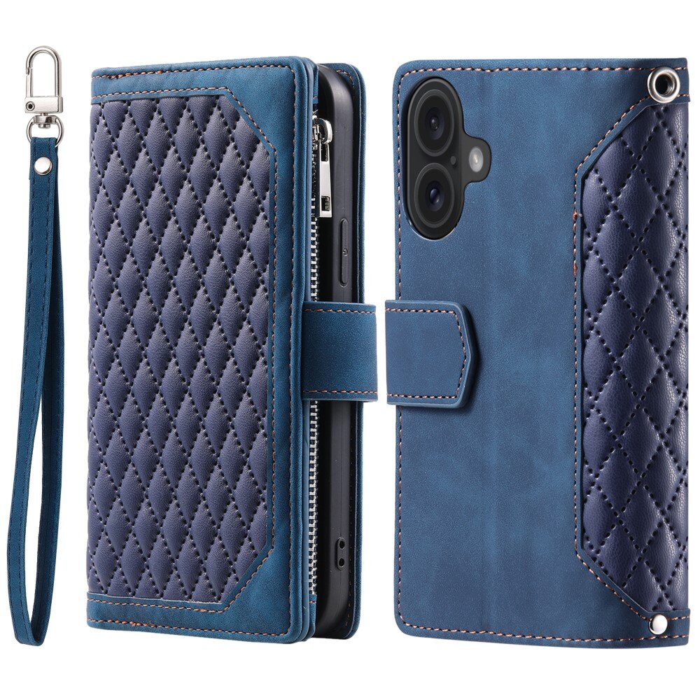 iPhone 16 Wallet/Purse Quilted Blue