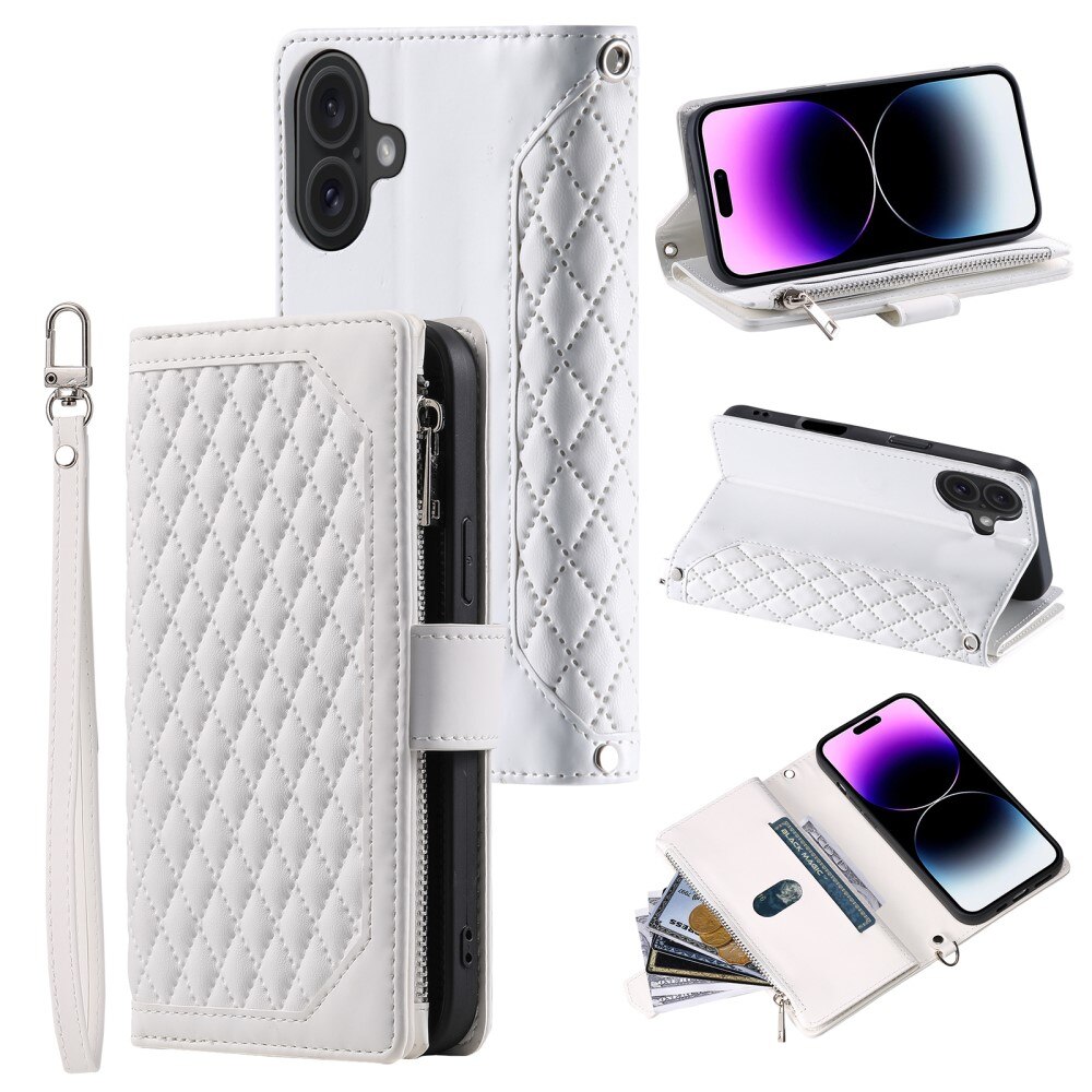 iPhone 16 Wallet/Purse Quilted White