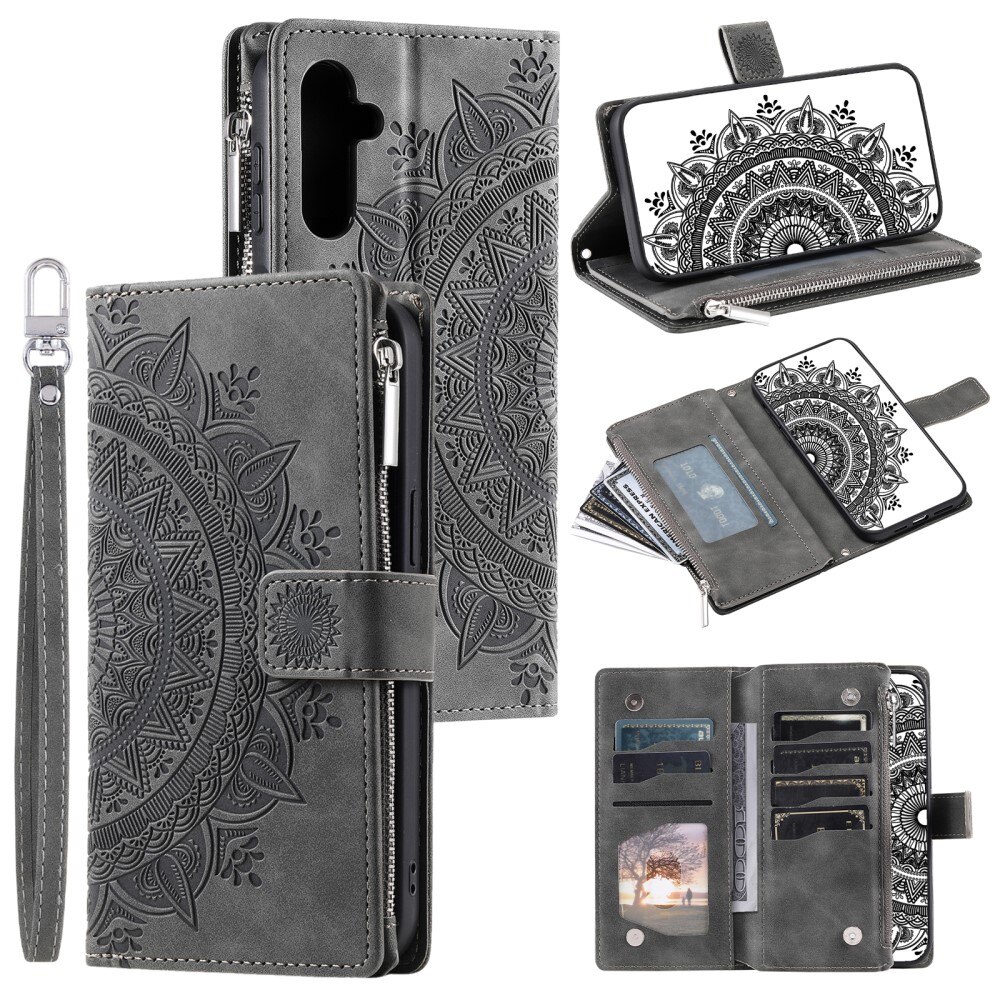 Samsung Galaxy A16 Wallet/Purse Mandala Grey