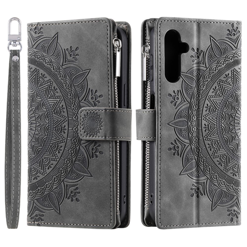 Samsung Galaxy A16 Wallet/Purse Mandala Grey