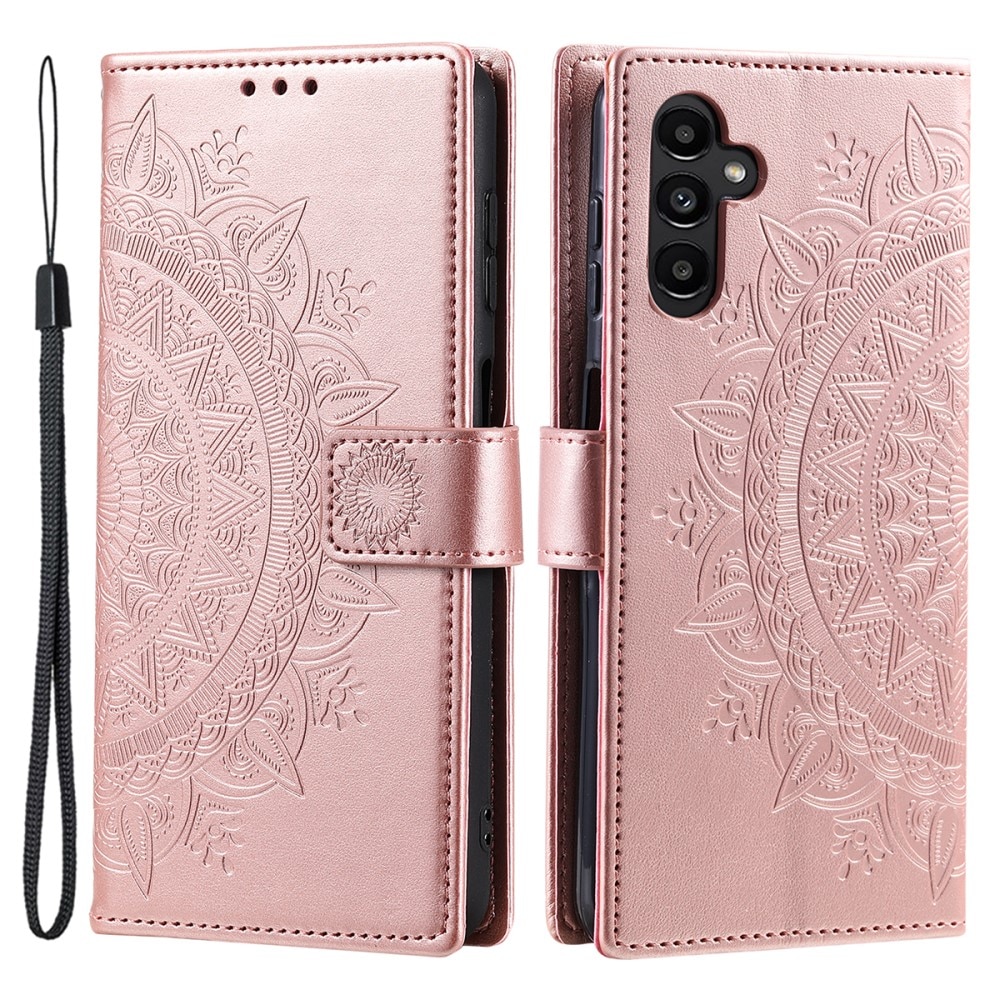 Samsung Galaxy A16 Leather Cover Mandala Rose Gold