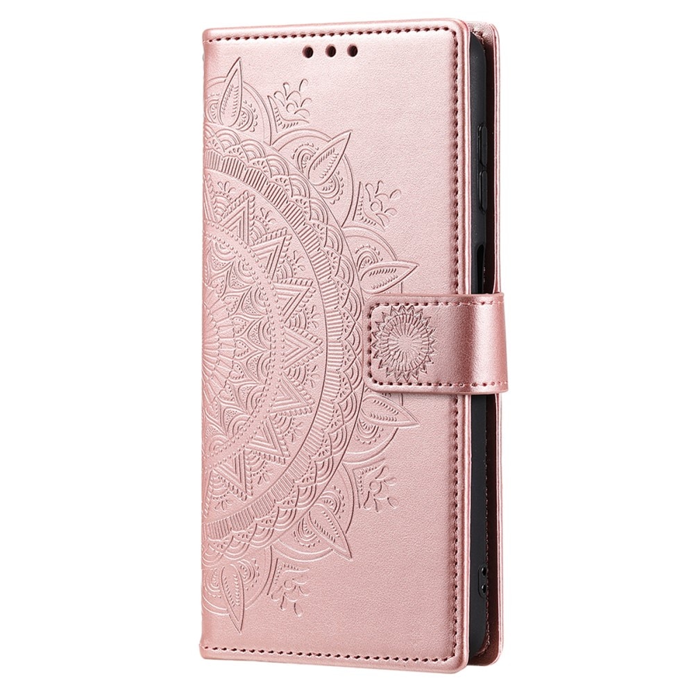 Samsung Galaxy A16 Leather Cover Mandala Rose Gold